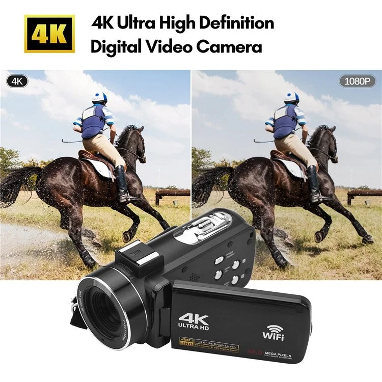 4K Digital Video Camera 3 Inch IPS Touch Screen 56MP 18X Digital Zoom WiFi Camcorder, Standard, Set 1, Set 2, Set 3 4K Digital Video Camera 3 Inch IPS Touch Screen 56MP 18X Digital Zoom WiFi Camcorder, Standard, Set 1, Set 2, Set 3